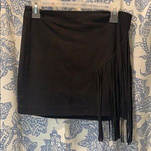 Suede Fringe Skirt